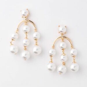 NEW Pearl Drop Statement Earrings - Gold and White
